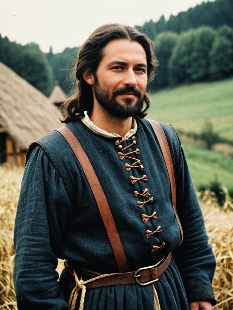 Medieval Peasant Costume Man Outdoor Rural Historical Clothing