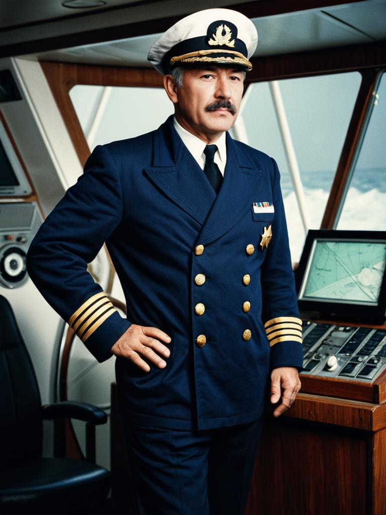 Man in Ship Captain Costume Photorealistic Detailed Studio Portrait