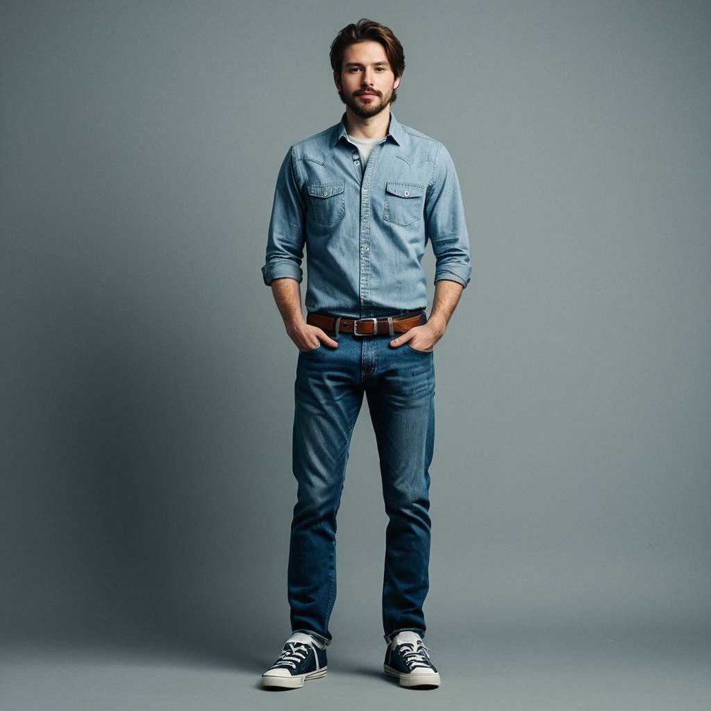 Man in Denim Outfit Man in Denim Outfit