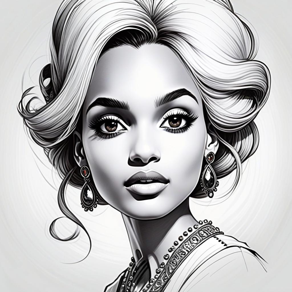 Elegant Woman with Voluminous Hair and Jewelry Elegant Woman with Voluminous Hair and Jewelry