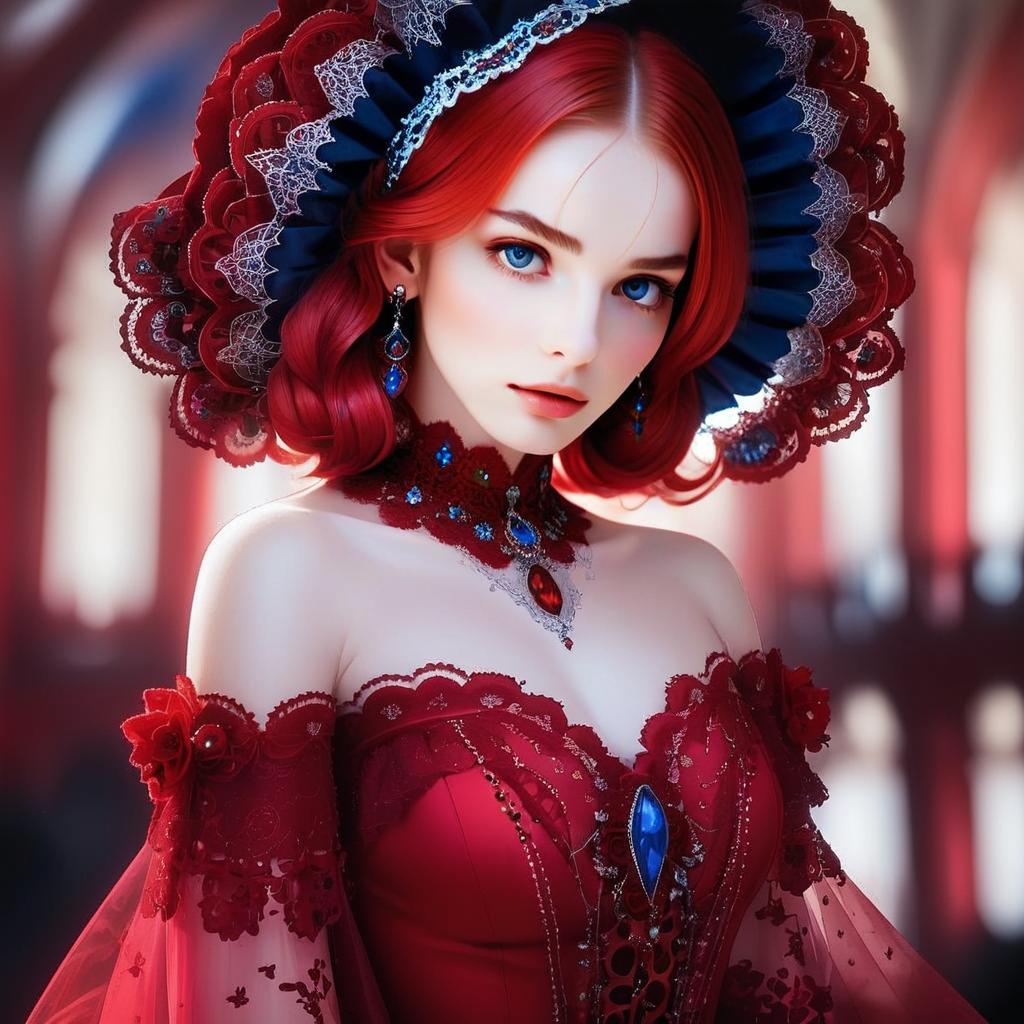 Elegant Woman with Red Hair and Ornate Hat Elegant Woman with Red Hair and Ornate Hat