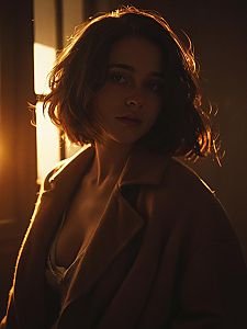 Cinematic Portrait of Young Woman in Warm Golden Light