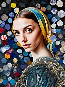 Portrait of Woman with Yellow and Blue Headscarf