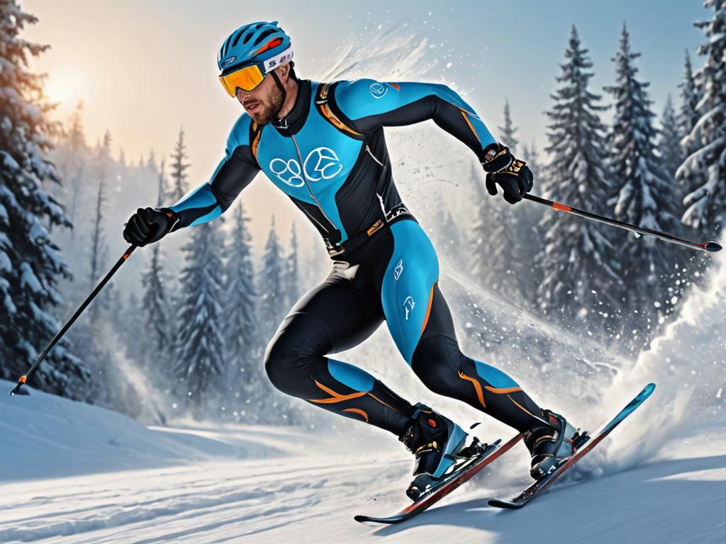 Dynamic Alpine Skiing Action Shot