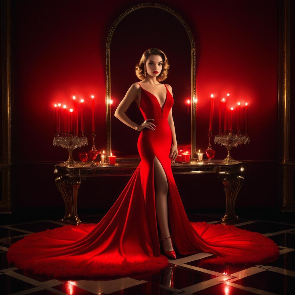 Elegant Woman in Red Dress