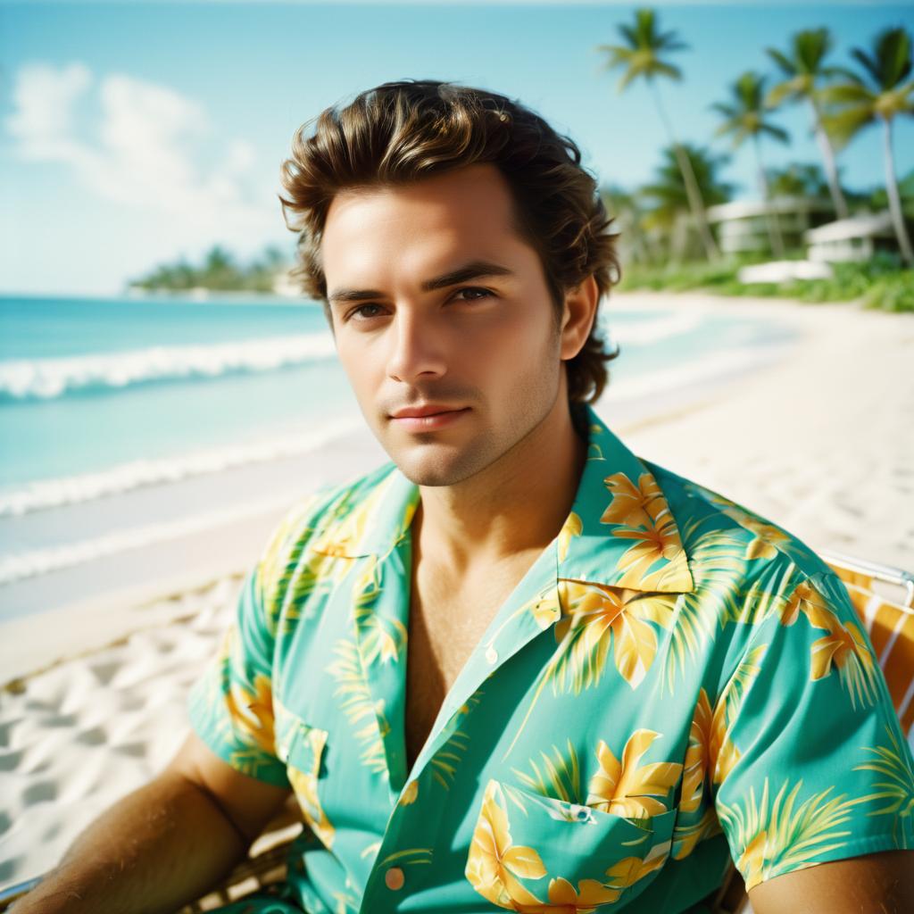 Stylish man on tropical beach