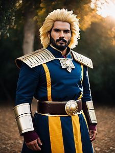 Man Cosplay Wearing Ramba Ral Costume Realistic Photo