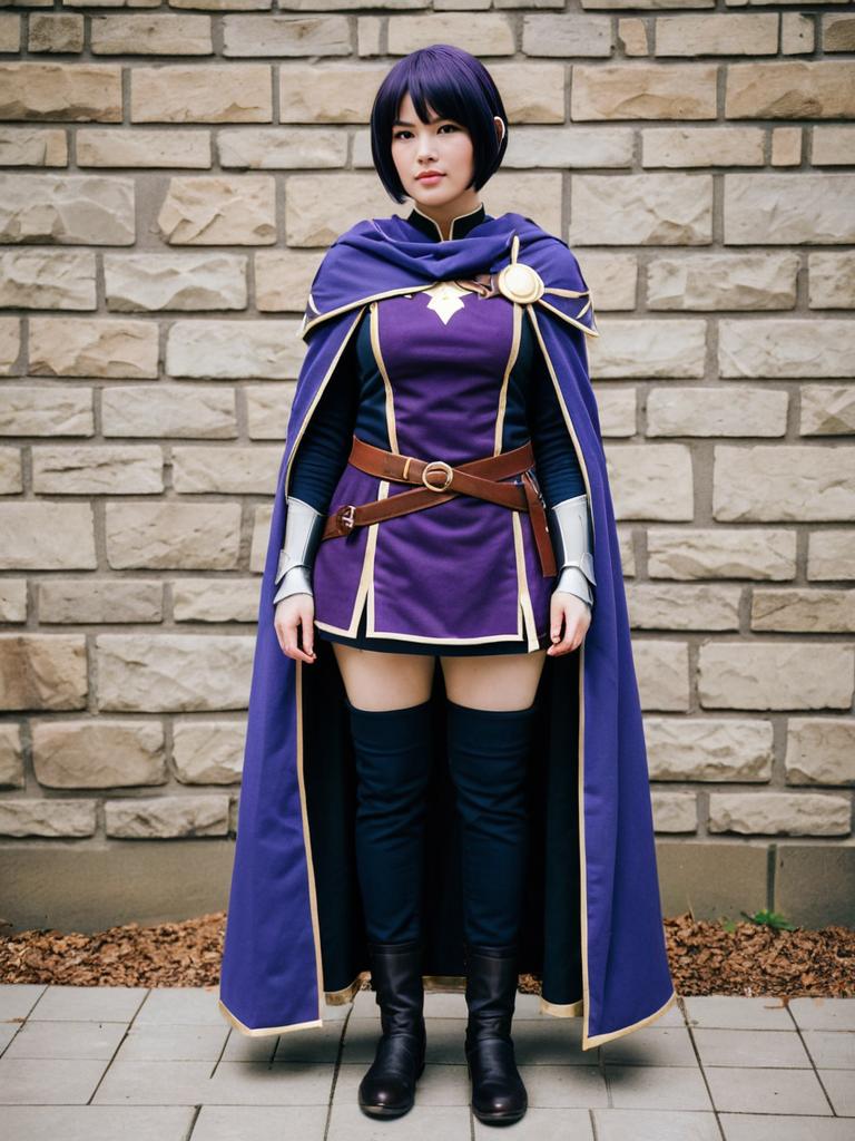 Morgan Female Fire Emblem Cosplay with Purple Cape