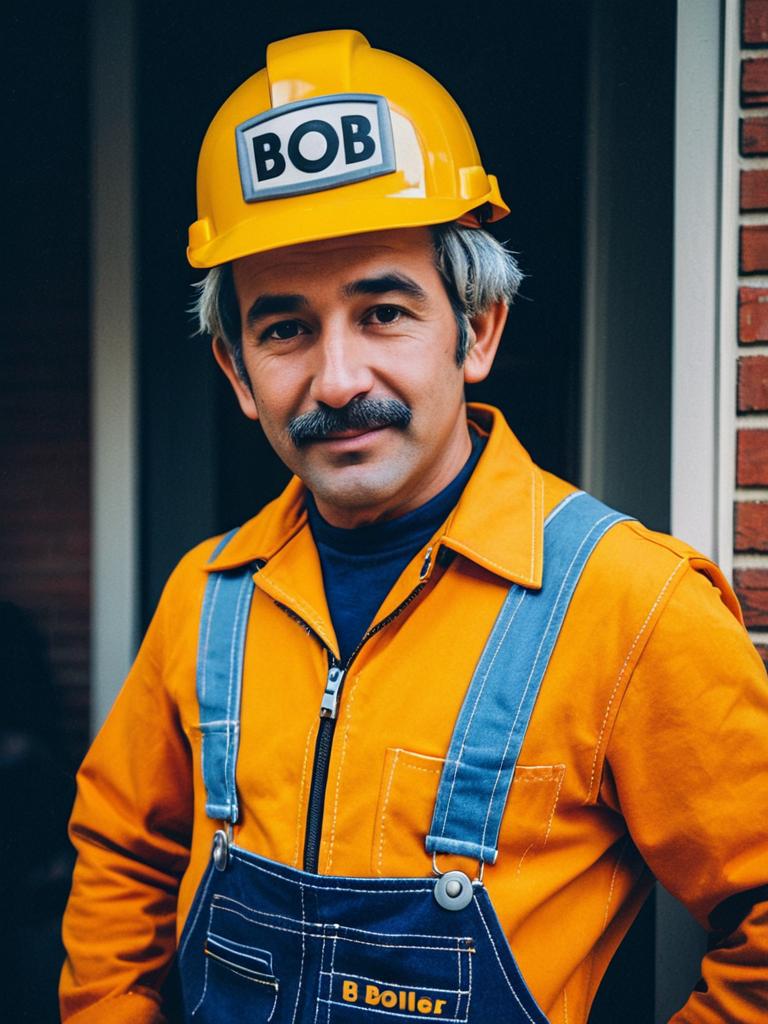 Photorealistic Bob the Builder Costume Cosplay Portrait of Man
