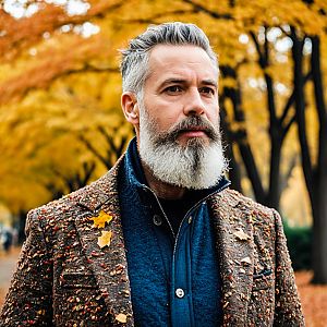 Stylish Man in Autumn Foliage