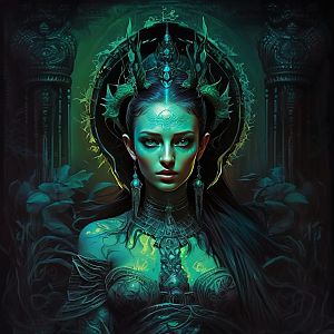Mystical Woman with Intricate Jewelry and Headdress