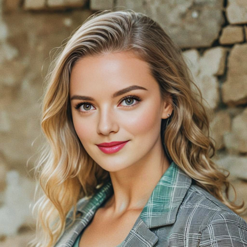 Elegant Young Woman in Blazer with Blonde Hair