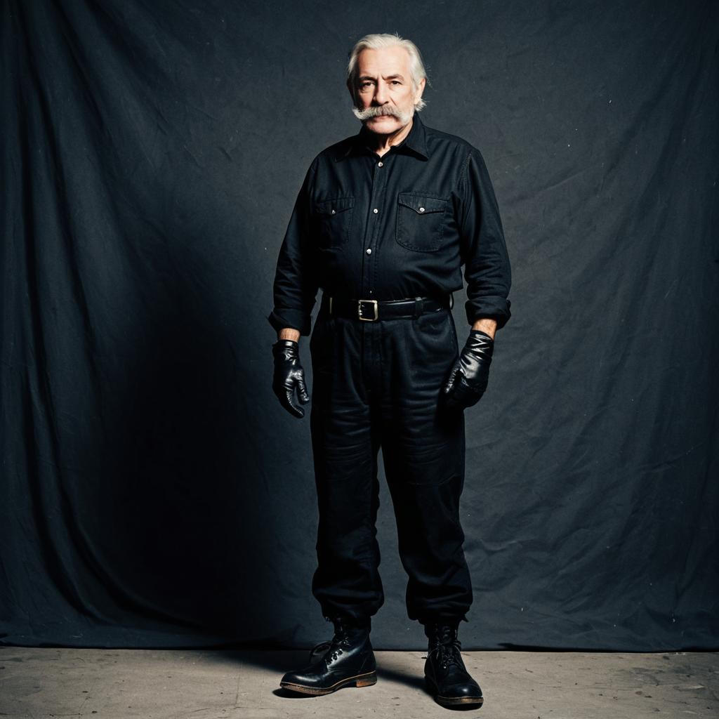 Confident Older Man in Vintage Black Attire Confident Older Man in Vintage Black Attire