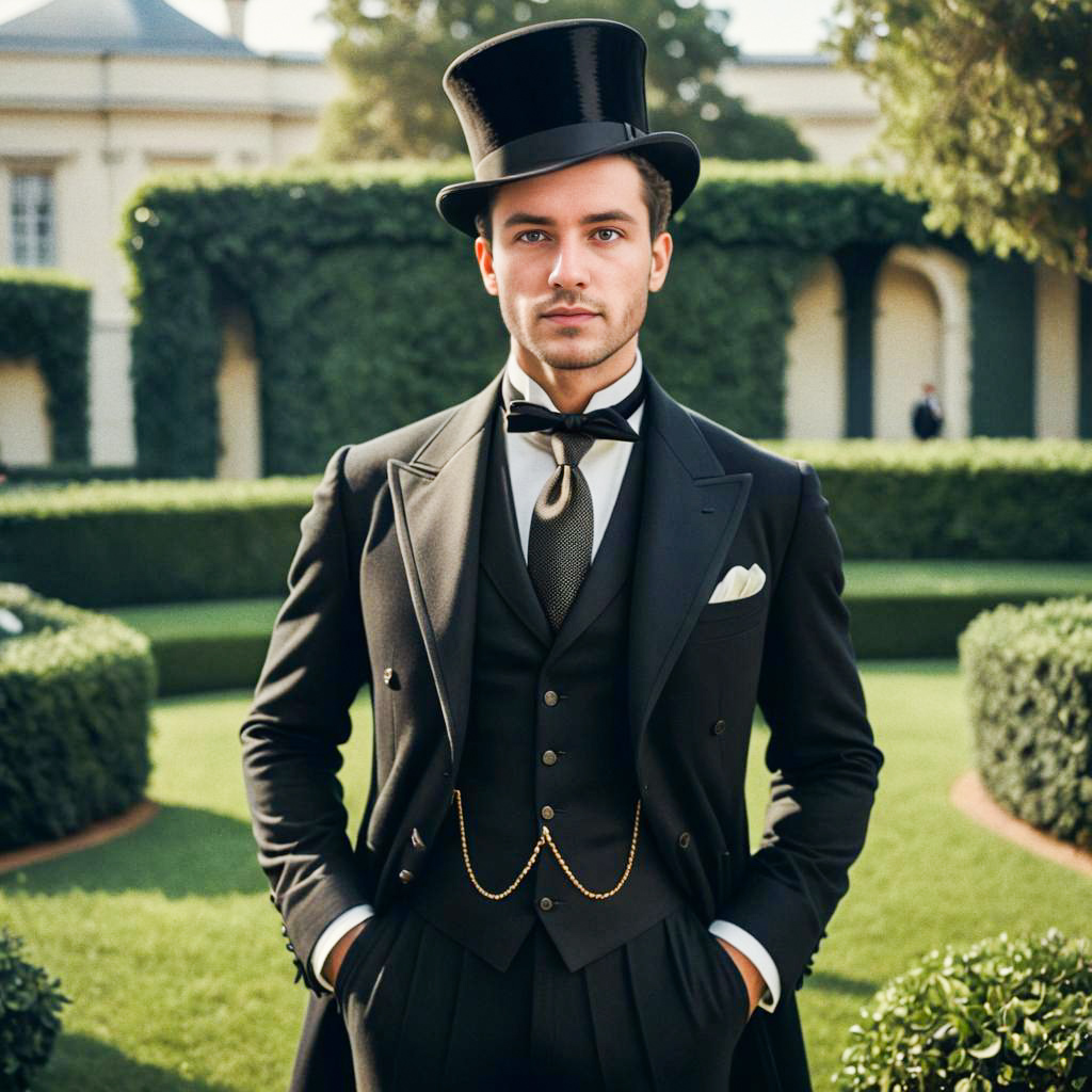 Dapper Man in Victorian Garden