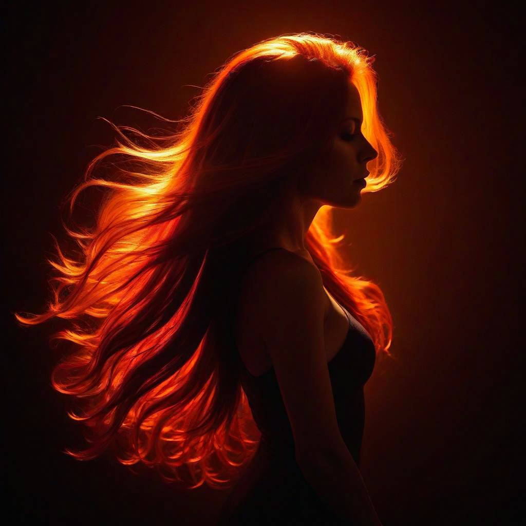 Profile Portrait of a Woman with Fiery Red Hair