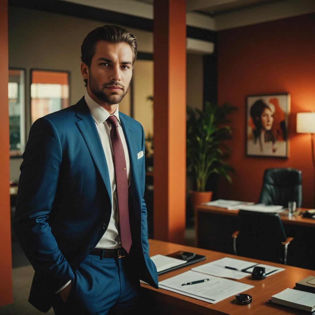 Confident Professional in Sharp Blue Suit