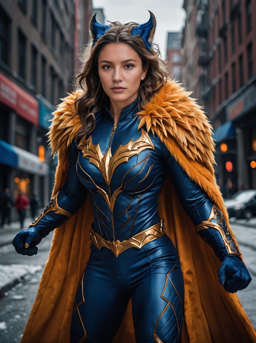 Powerful Woman in Superhero Costume