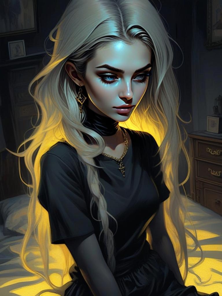 Portrait of a Woman with Platinum Blonde Hair