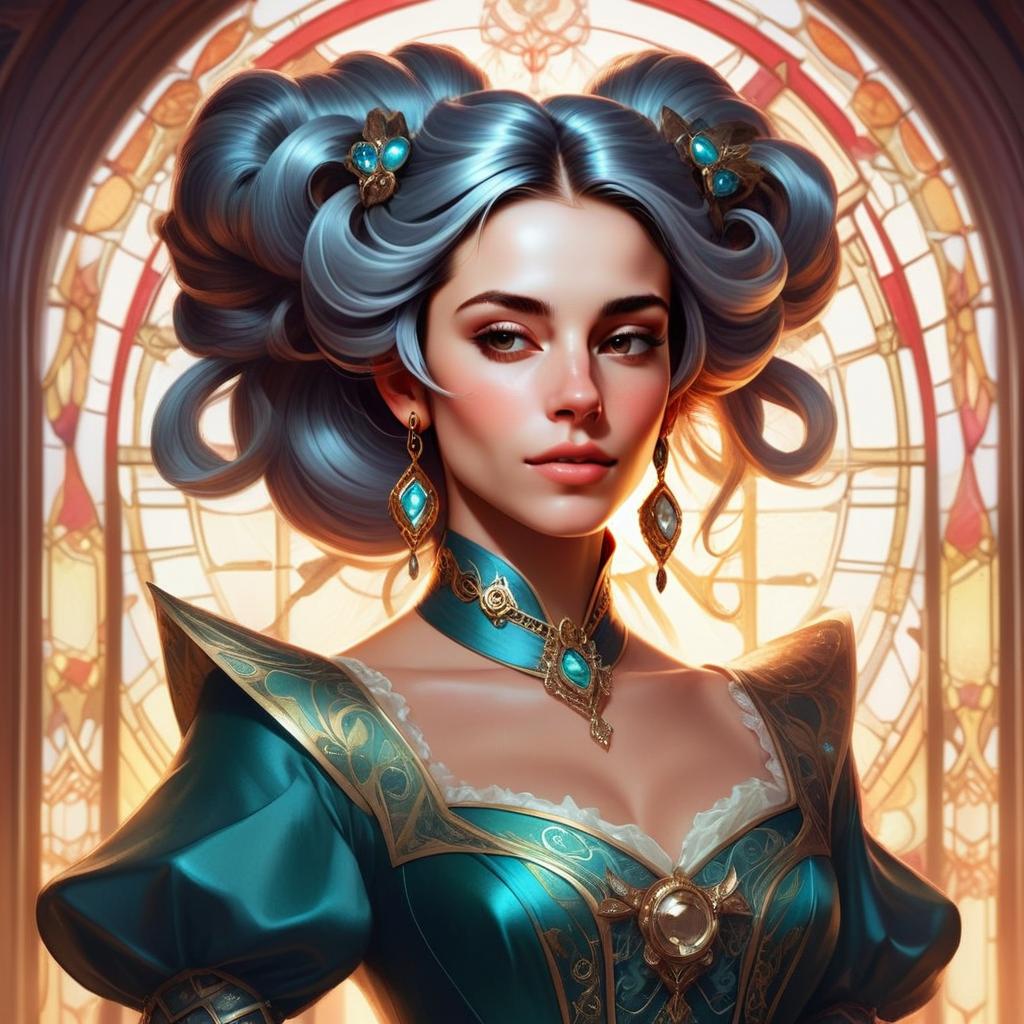 Elegant Woman in Teal and Gold Renaissance Gown Elegant Woman in Teal and Gold Renaissance Gown