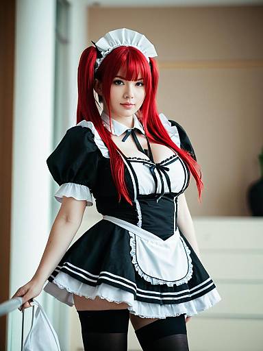 Airi The Infernal Temptress Red Hair Maid Cosplay Portrait