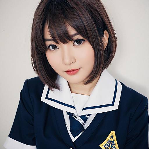 Japanese School Uniform Portrait of Young Woman