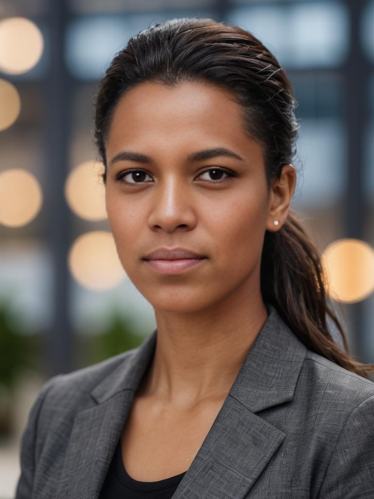 Woman in Charcoal Gray Blazer, Professional Style