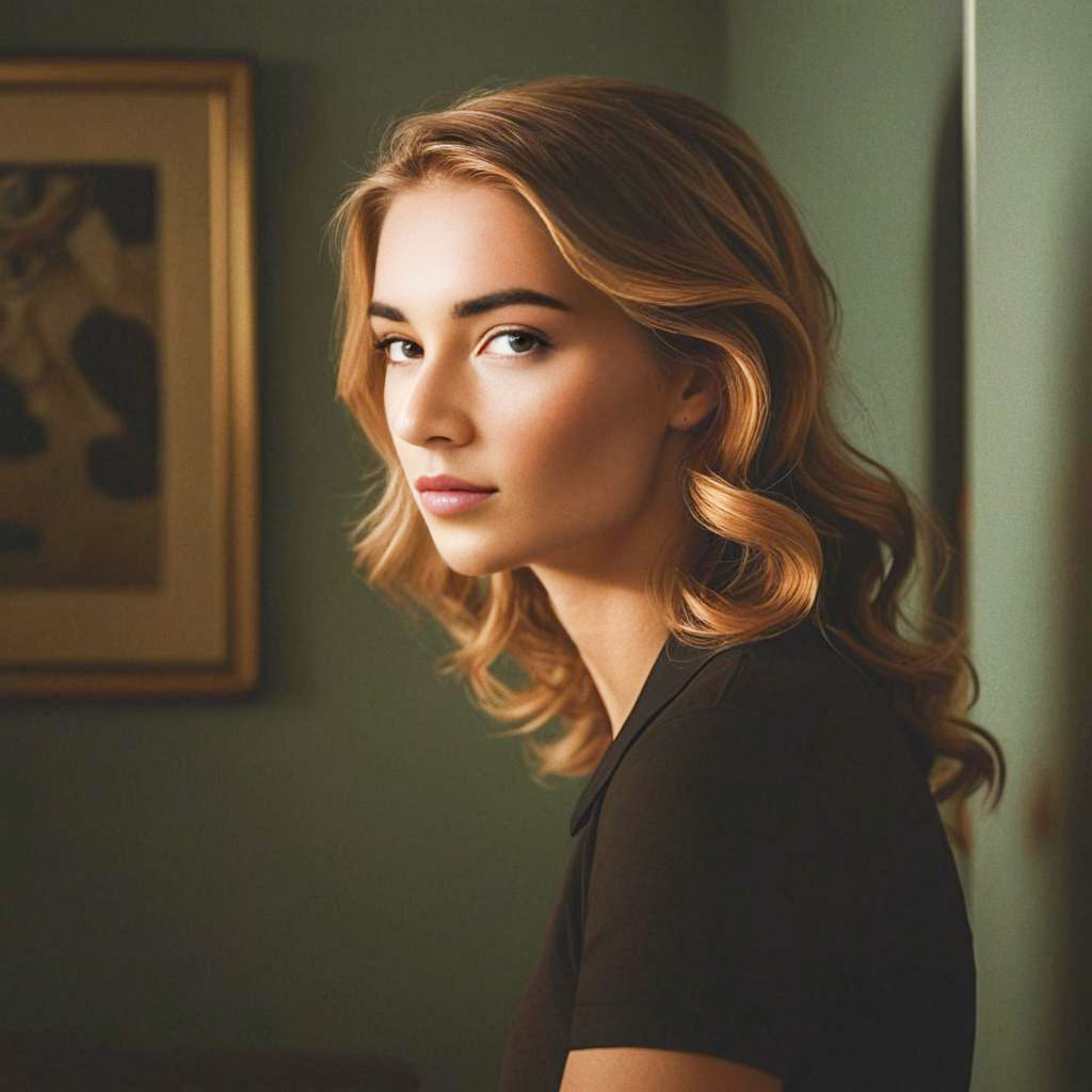 Young Woman Portrait with Styled Hair