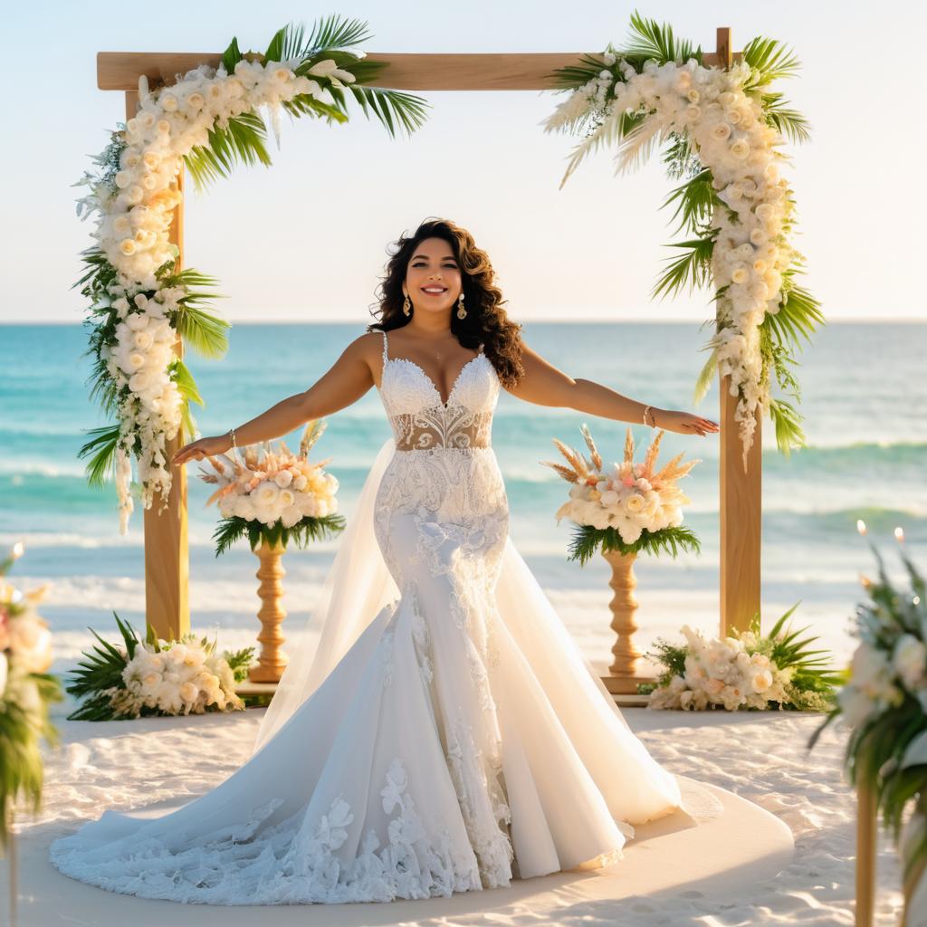 Joyful Bride on Tropical Beach