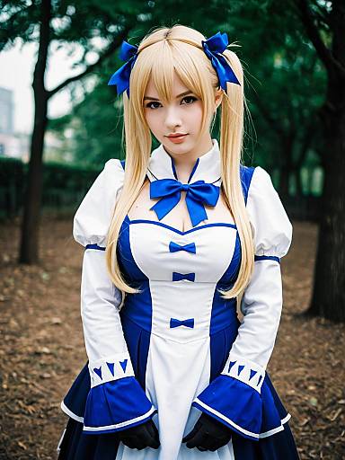 Artoria Caster Third Ascension Cosplay Girl in Blue and White Outfit