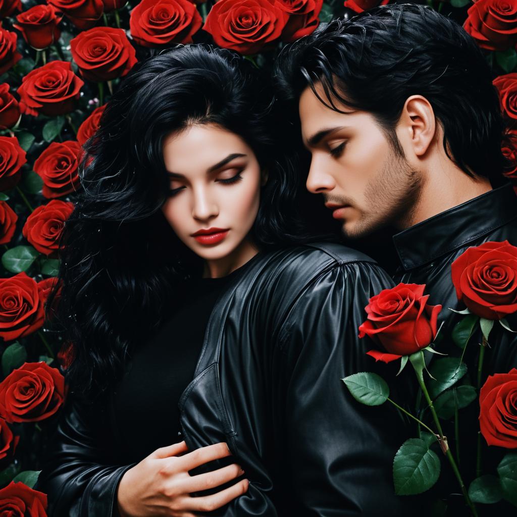 Romantic Couple in Red Roses