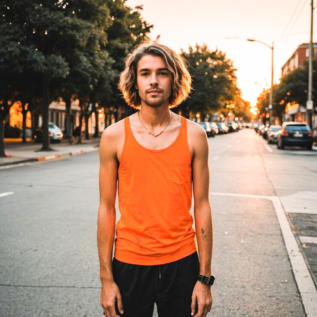 Confident Young Man in Urban Sunset