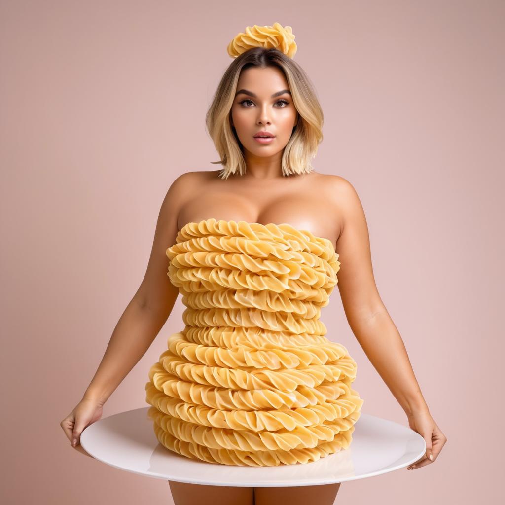 Woman in Pasta Outfit: Fashion Meets Culinary Art