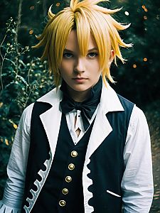 Man in Realistic Meliodas Costume Cosplay Photo