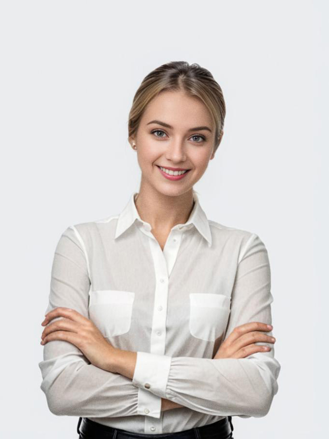 Confident Young Woman in White Shirt