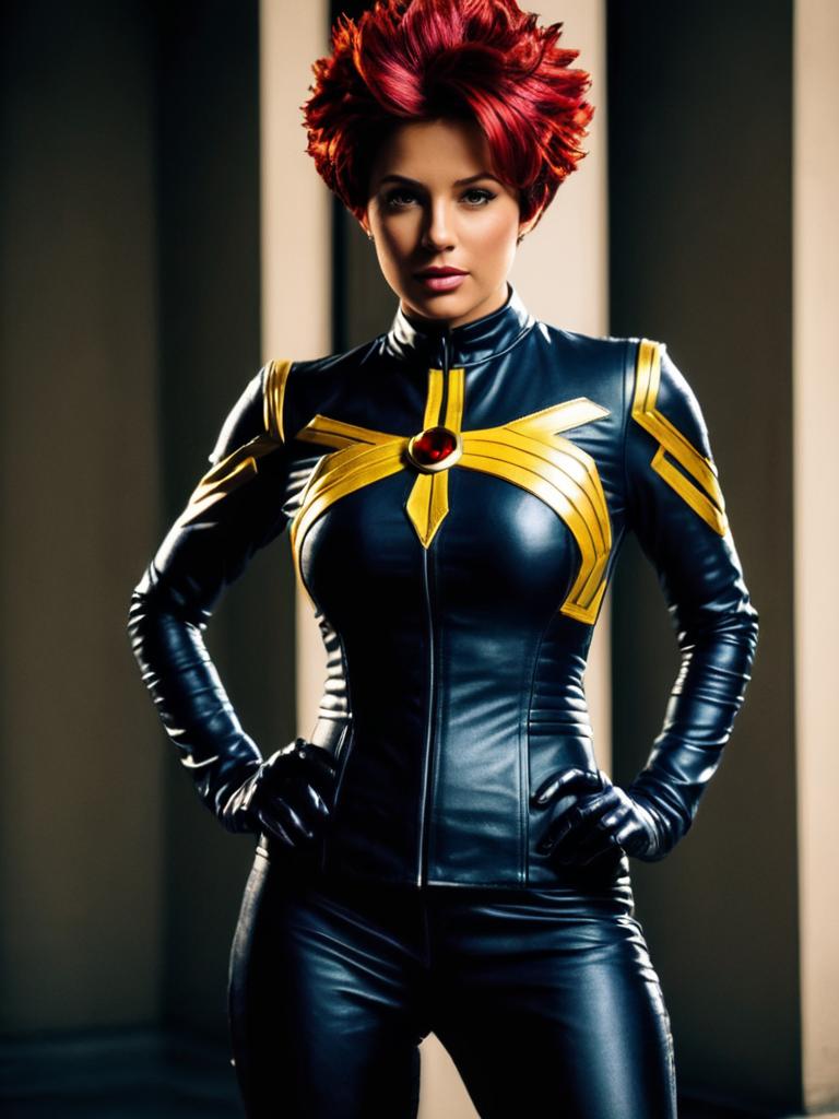 Woman Cosplay Wearing Rachel Summers Costume Realistic Photo Woman Cosplay Wearing Rachel Summers Costume Realistic Photo