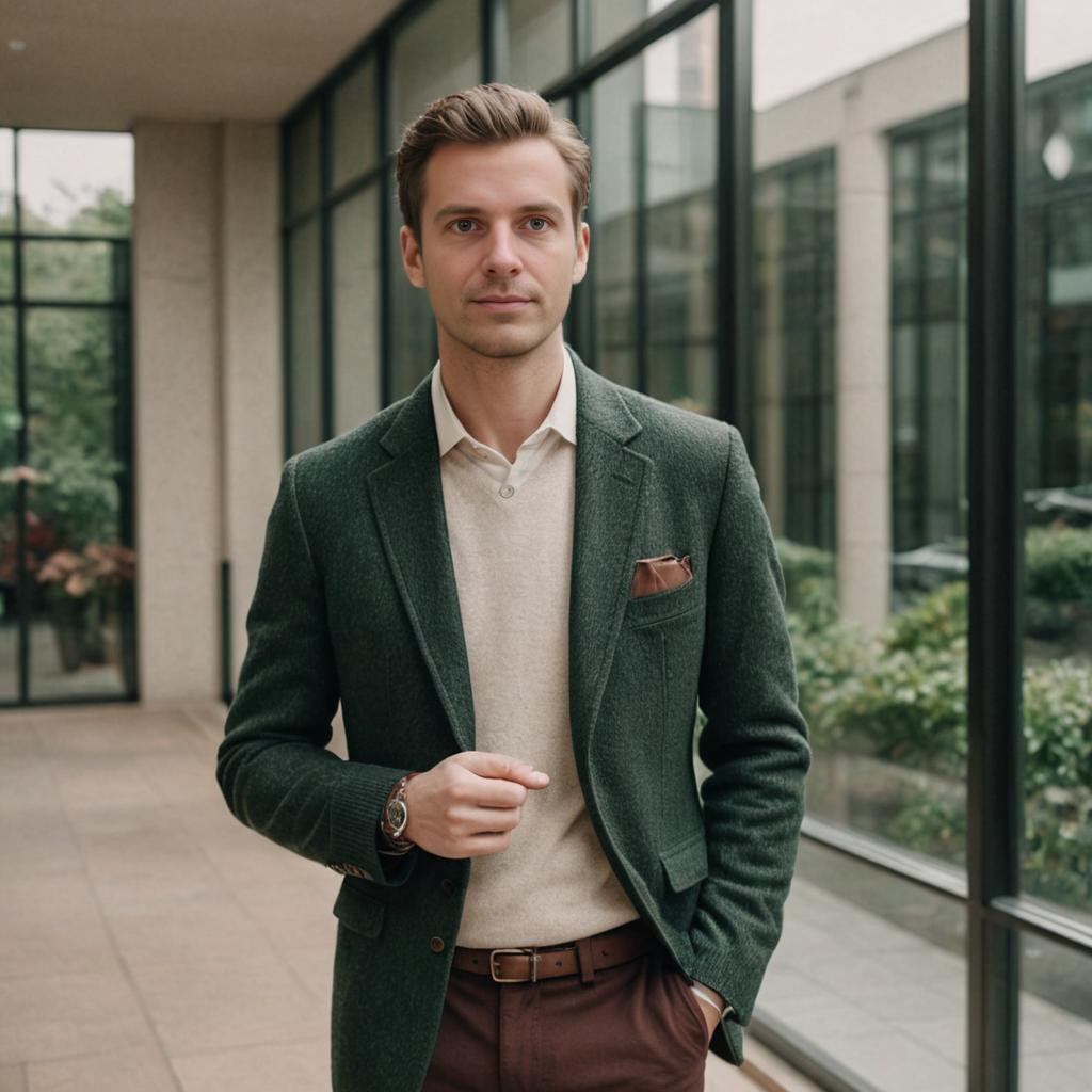 Stylish Man in Smart Casual Attire Outdoors