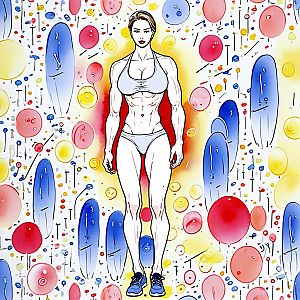 Muscular Woman in Athletic Wear on Colorful Background