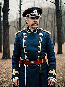 19th Century Military Reenactor in Autumn Forest