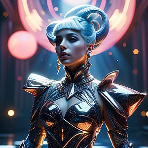 Futuristic Woman in Metallic Armor