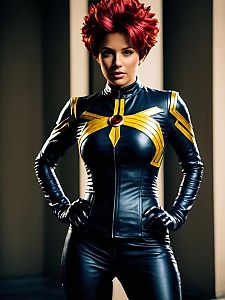 Woman Cosplay Wearing Rachel Summers Costume Realistic Photo