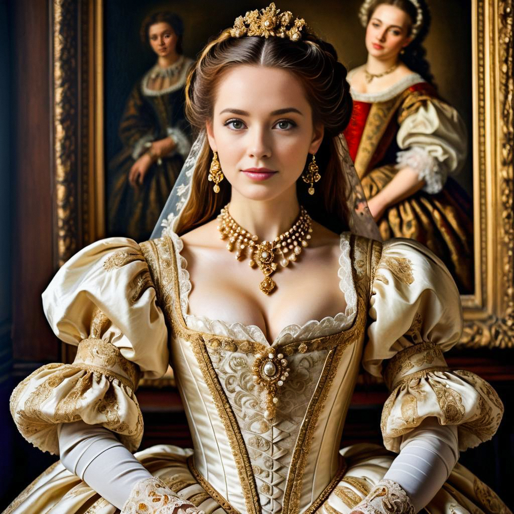 Young Woman in Renaissance Gown with Jewelry Young Woman in Renaissance Gown with Jewelry