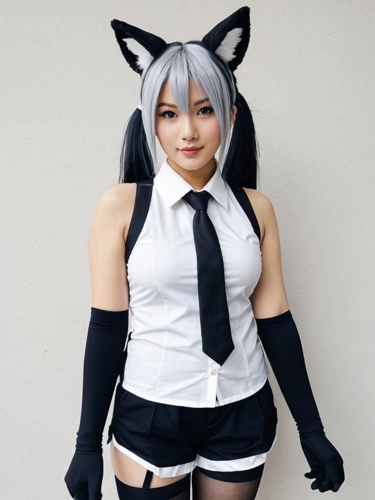 Aardwolf Kemono Friends Cosplay Woman in Realistic Portrait