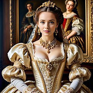 Young Woman in Renaissance Gown with Jewelry