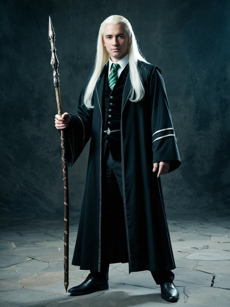 Man in Lucius Malfoy Harry Potter Cosplay Full Body Costume
