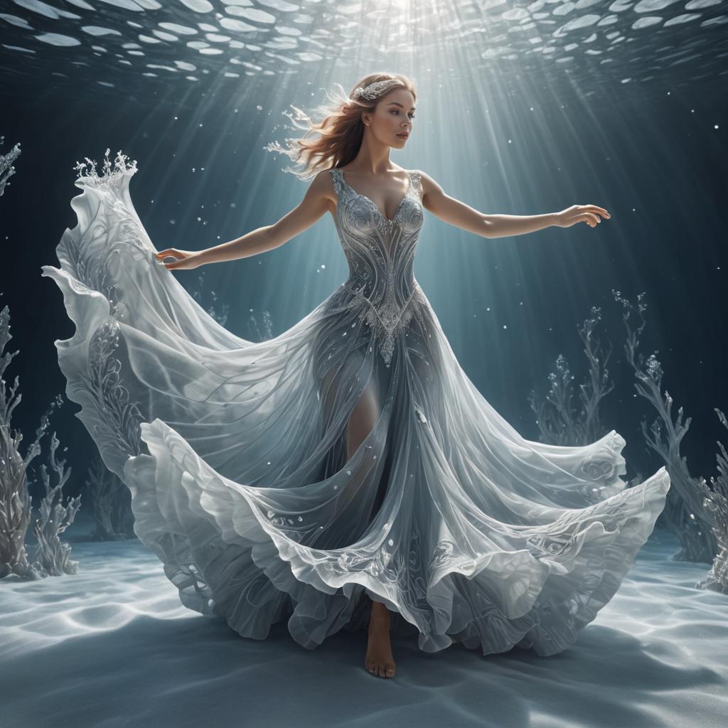 Ethereal Woman Dancing Underwater