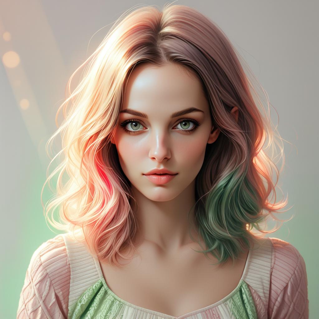 Realistic Digital Portrait of Young Woman with Blonde Hair Realistic Digital Portrait of Young Woman with Blonde Hair