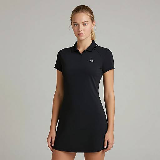 Black Polo Dress on Woman Sporty Casual Wear