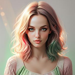Realistic Digital Portrait of Young Woman with Blonde Hair
