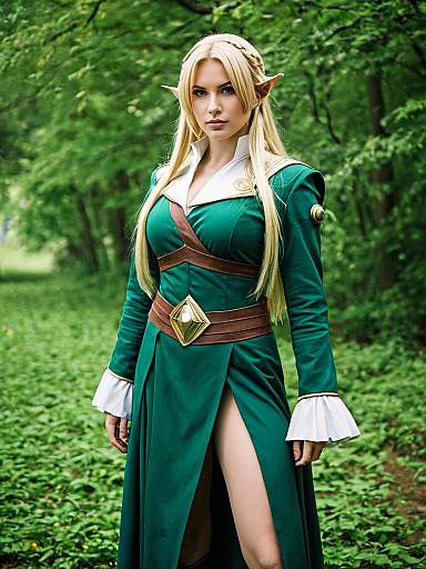 Fantasy Elf Woman in Green Medieval Costume Asseylum Vers Allusia Cosplay