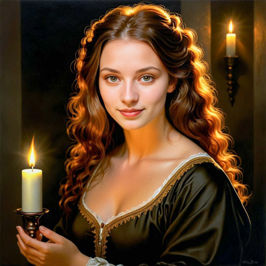 Elegant Woman with Candlelight Curls